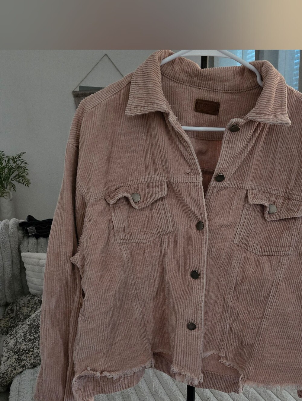 POL Dusty Rose Corduroy Button Jacket